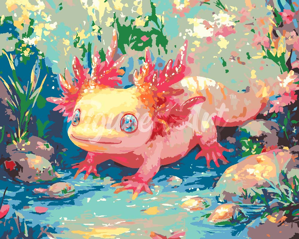 Dipingere con i numeri - Axolotl al Sole Figured'Art