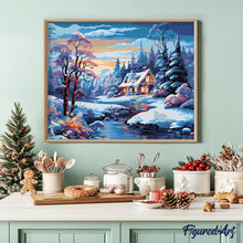 Carica l&#39;immagine nel visualizzatore di Gallery, Dipingere con i numeri - Cottage Invernale sul Fiume