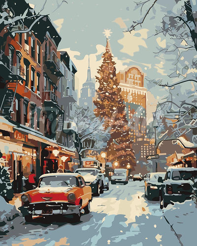 Dipingere con i numeri - Strada Invernale a New York Figured'Art