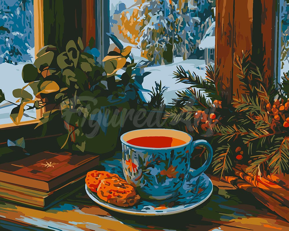 Dipingere con i numeri - Tè del Pomeriggio Invernale Figured'Art