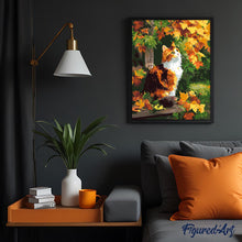 Carica l&#39;immagine nel visualizzatore di Gallery, Dipingere con i numeri - Gatto calico in autunno