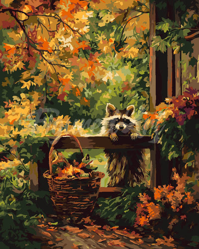 Dipingere con i numeri - Dolce procione in autunno Figured'Art