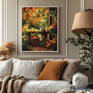 Dipingere con i numeri - Dolce procione in autunno