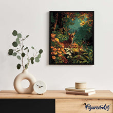 Carica l&#39;immagine nel visualizzatore di Gallery, Dipingere con i numeri - Cervo tra i fiori autunnali