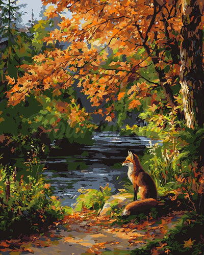 Dipingere con i numeri - Volpe rossa al fiume Figured'Art