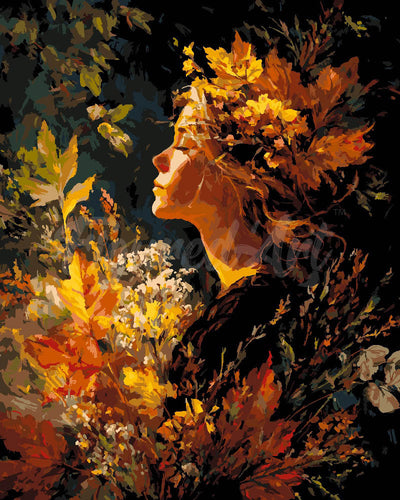 Dipingere con i numeri - Dama del fogliame dorato Figured'Art