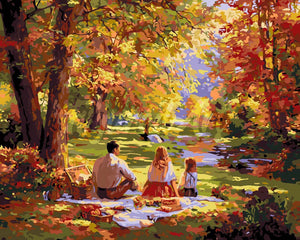 Dipingere con i numeri - Picnic familiare d'autunno Figured'Art