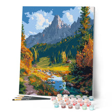 Carica l'immagine nel visualizzatore di Gallery, Dipingere con i numeri - Ruscello alpino in autunno Figured'Art