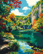 Carica l&#39;immagine nel visualizzatore di Gallery, Dipingere con i numeri - Lago smeraldo in autunno Figured&#39;Art