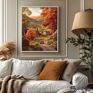 Dipingere con i numeri - Strada di campagna in autunno