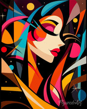 Carica l'immagine nel visualizzatore di Gallery, Dipingere con i numeri - Ragazza Cosmica Astratta Colorata Figured'Art