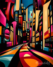 Carica l'immagine nel visualizzatore di Gallery, Dipingere con i numeri - Città di Notte Astratta Colorata Figured'Art