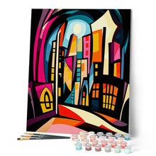 Carica l'immagine nel visualizzatore di Gallery, Dipingere con i numeri - Città Illuminata Astratta Colorata