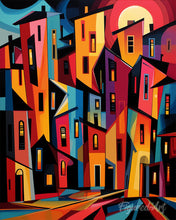 Carica l'immagine nel visualizzatore di Gallery, Dipingere con i numeri - Edifici Astratti Colorati Figured'Art