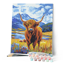 Carica l'immagine nel visualizzatore di Gallery, Dipingere con i numeri - Highland Cow al lago