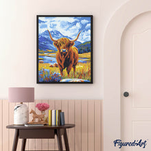 Carica l'immagine nel visualizzatore di Gallery, Dipingere con i numeri - Highland Cow al lago