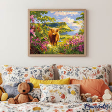 Carica l'immagine nel visualizzatore di Gallery, Dipingere con i numeri - Highland Cow valle primaverile