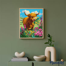 Carica l'immagine nel visualizzatore di Gallery, Dipingere con i numeri - Ritratto di Highland Cow tra i fiori