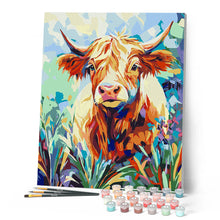 Carica l'immagine nel visualizzatore di Gallery, Dipingere con i numeri - Highland Cow in fiore