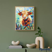 Carica l'immagine nel visualizzatore di Gallery, Dipingere con i numeri - Highland Cow in fiore
