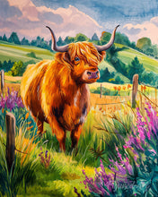Carica l'immagine nel visualizzatore di Gallery, Dipingere con i numeri - Highland Cow in campagna Figured'Art