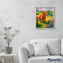 Carica l'immagine nel visualizzatore di Gallery, Dipingere con i numeri - Highland Cow in campagna