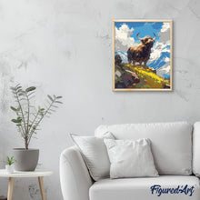 Carica l'immagine nel visualizzatore di Gallery, Dipingere con i numeri - Highland Cow e vista alpina