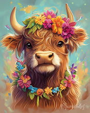 Carica l'immagine nel visualizzatore di Gallery, Dipingere con i numeri - Highland Cow regina del giardino Figured'Art