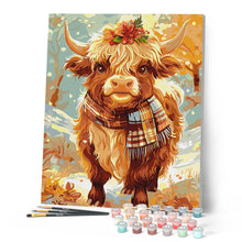 Carica l'immagine nel visualizzatore di Gallery, Dipingere con i numeri - Highland Cow fascino autunnale