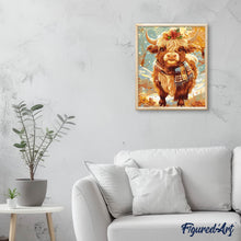 Carica l'immagine nel visualizzatore di Gallery, Dipingere con i numeri - Highland Cow fascino autunnale