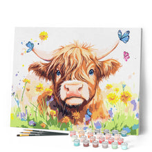 Carica l'immagine nel visualizzatore di Gallery, Dipingere con i numeri - Ritratto primaverile di Highland Cow