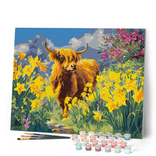 Carica l'immagine nel visualizzatore di Gallery, Dipingere con i numeri - Highland Cow e narcisi