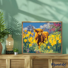 Carica l'immagine nel visualizzatore di Gallery, Dipingere con i numeri - Highland Cow e narcisi