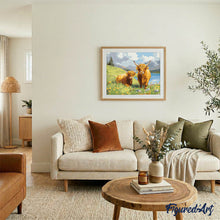 Carica l'immagine nel visualizzatore di Gallery, Dipingere con i numeri - Famiglia di Highland Cow al lago