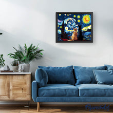 Carica l'immagine nel visualizzatore di Gallery, Dipingere con i numeri - Coppia di gatti sotto la Notte Stellata