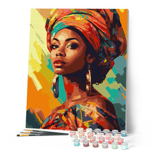 Carica l'immagine nel visualizzatore di Gallery, Dipingere con i numeri - Donna con copricapo colorato