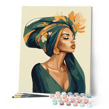 Carica l'immagine nel visualizzatore di Gallery, Dipingere con i numeri - Donna con copricapo floreale