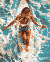 Carica l'immagine nel visualizzatore di Gallery, Dipingere con i numeri - Donna nell’oceano illuminato dal sole Figured'Art