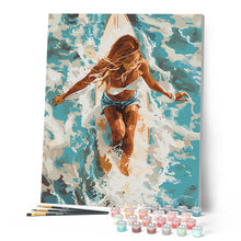 Carica l'immagine nel visualizzatore di Gallery, Dipingere con i numeri - Donna nell’oceano illuminato dal sole