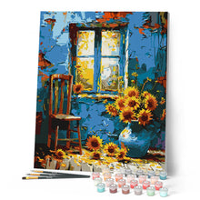 Carica l'immagine nel visualizzatore di Gallery, Dipingere con i numeri - Girasoli alla finestra blu