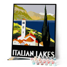 Carica l'immagine nel visualizzatore di Gallery, Dipingere con i numeri - Poster vintage dei laghi italiani