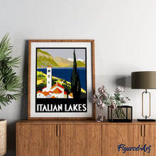 Carica l'immagine nel visualizzatore di Gallery, Dipingere con i numeri - Poster vintage dei laghi italiani