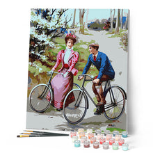 Carica l'immagine nel visualizzatore di Gallery, Dipingere con i numeri - Coppia in bicicletta - dipinto vintage