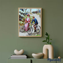 Carica l'immagine nel visualizzatore di Gallery, Dipingere con i numeri - Coppia in bicicletta - dipinto vintage