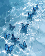 Carica l'immagine nel visualizzatore di Gallery, Dipingere con i numeri - Farfalle blu sull’acqua Figured'Art