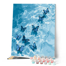 Carica l'immagine nel visualizzatore di Gallery, Dipingere con i numeri - Farfalle blu sull’acqua