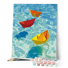 Carica l'immagine nel visualizzatore di Gallery, Dipingere con i numeri - Barche di origami sull'acqua