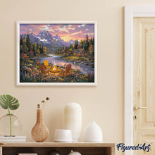 Carica l'immagine nel visualizzatore di Gallery, Dipingere con i numeri - Bagliore del falò sul fiume