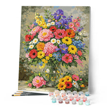 Carica l'immagine nel visualizzatore di Gallery, Dipingere con i numeri - Vaso di fiori di campo colorati