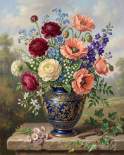 Carica l'immagine nel visualizzatore di Gallery, Dipingere con i numeri - Fiori in vaso blu Figured'Art